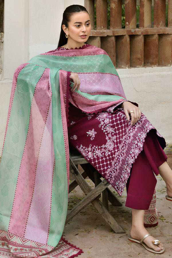 Farasha | Summer Weaves Embroidered Lawn | Satin Ruby by Maria Faisal - Registered Vendor of : Farasha - type : Ladies Clothes - 100% original wedding dresses