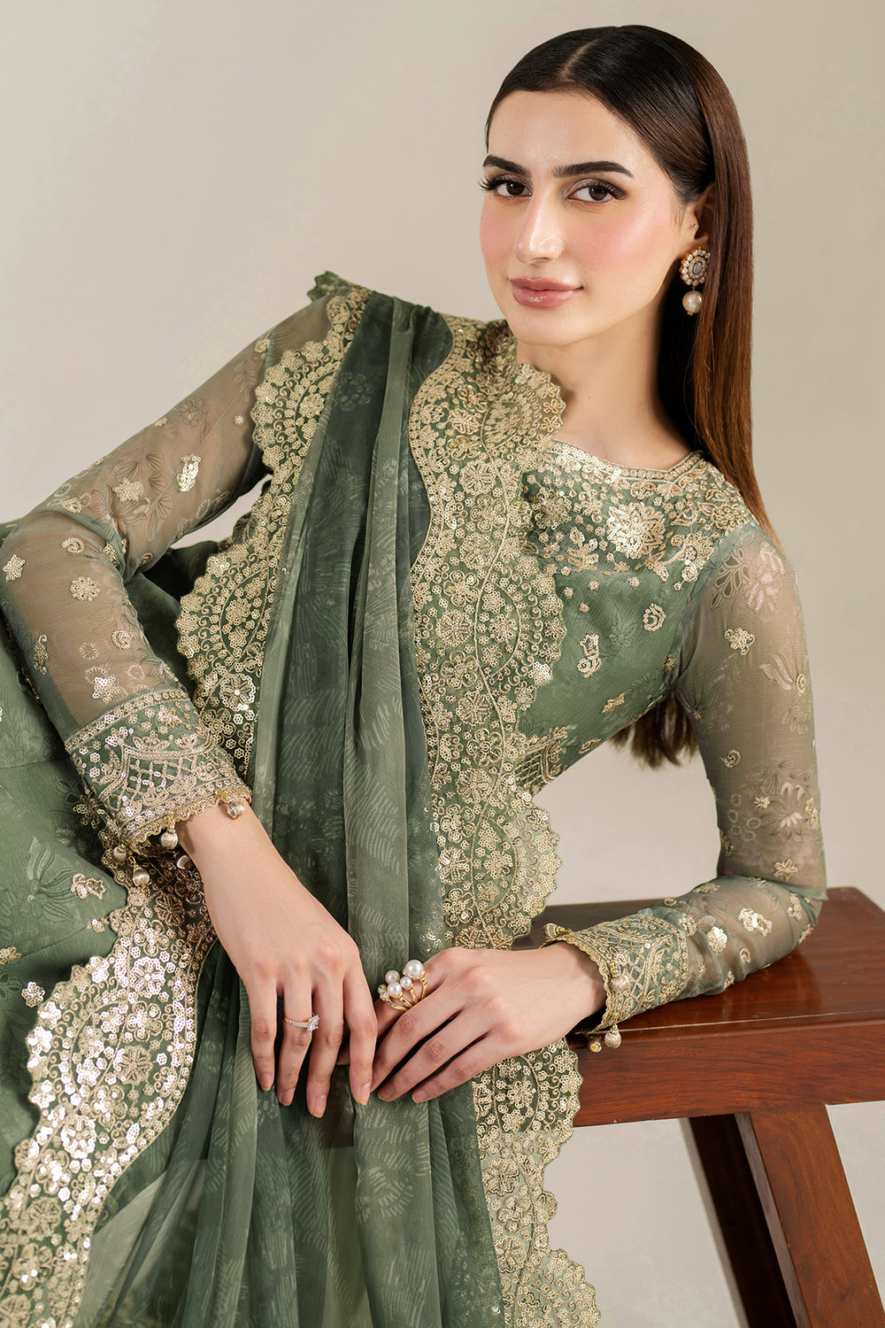 Farasha | Fiorella Formals | Olive Aura - Ladies Clothes - Maria Faisal