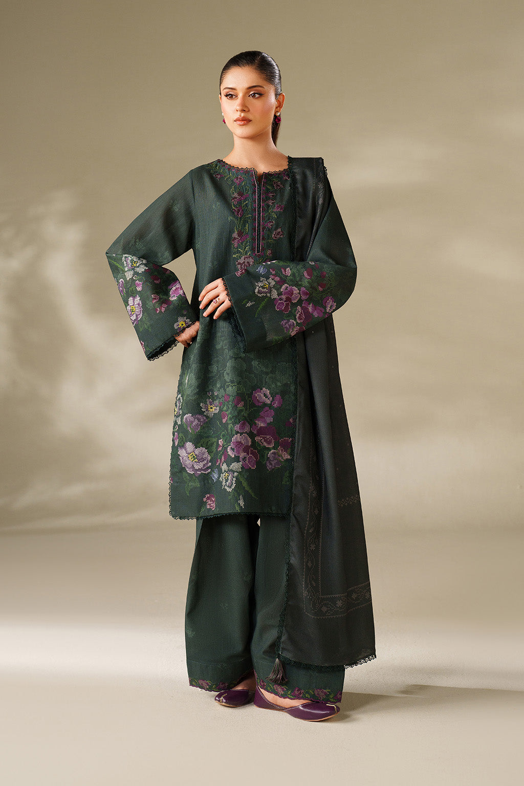 Iznik | Winter Chapter 25 | UE-567 Printed Khaddar - Casual Dress - available at Maria Faisal in UK and USA.