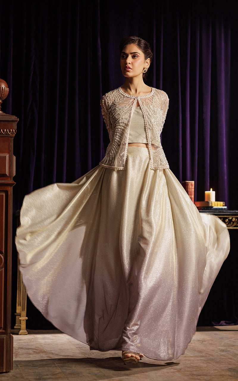 Threads and Motifs | Formal Dresses 25 | Embroidered Cape with Tube and Skirt - Ladies Clothes - Maria Faisal
