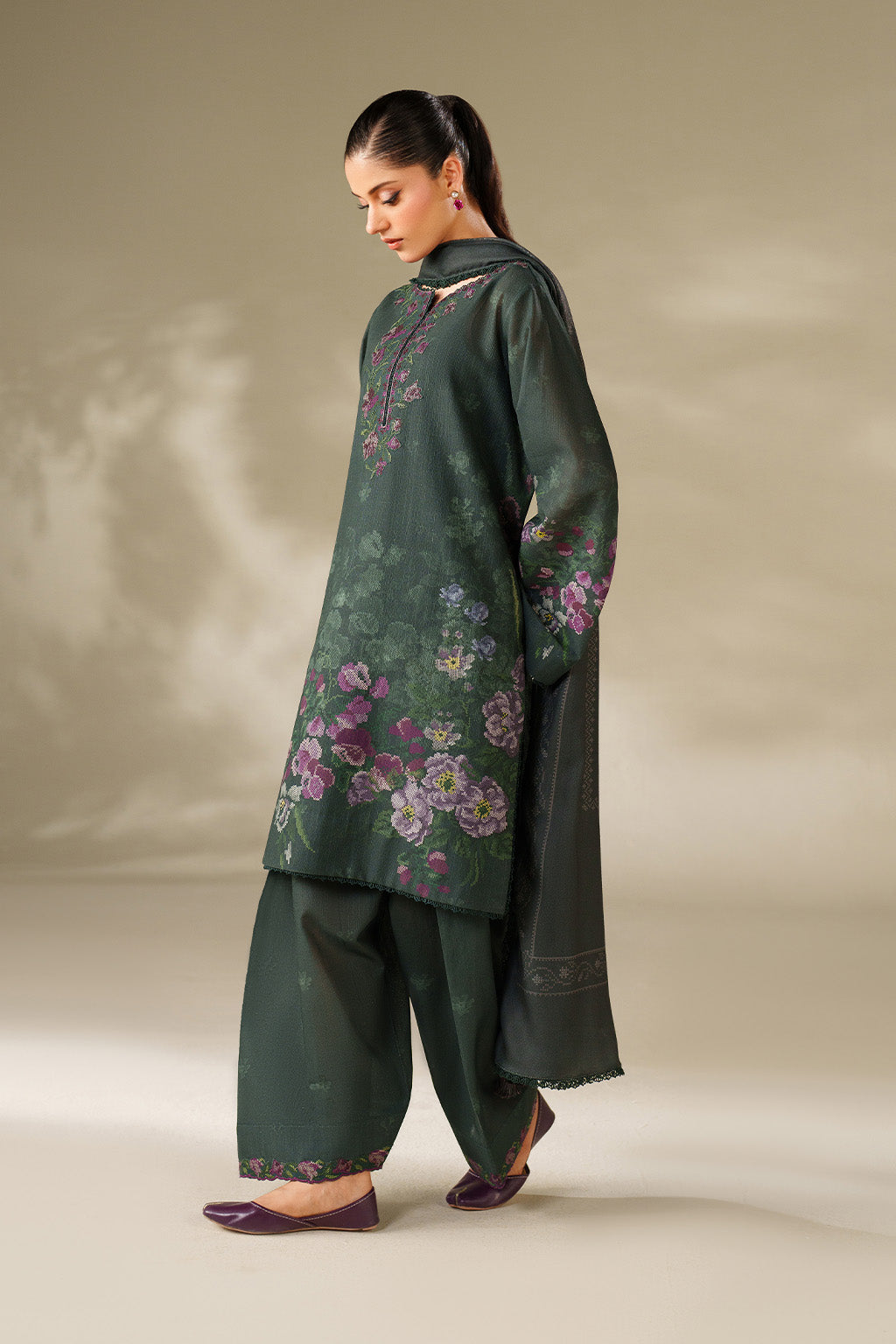 Iznik | Winter Chapter 25 | UE-567 Printed Khaddar - Casual Dress - available at Maria Faisal in UK and USA.