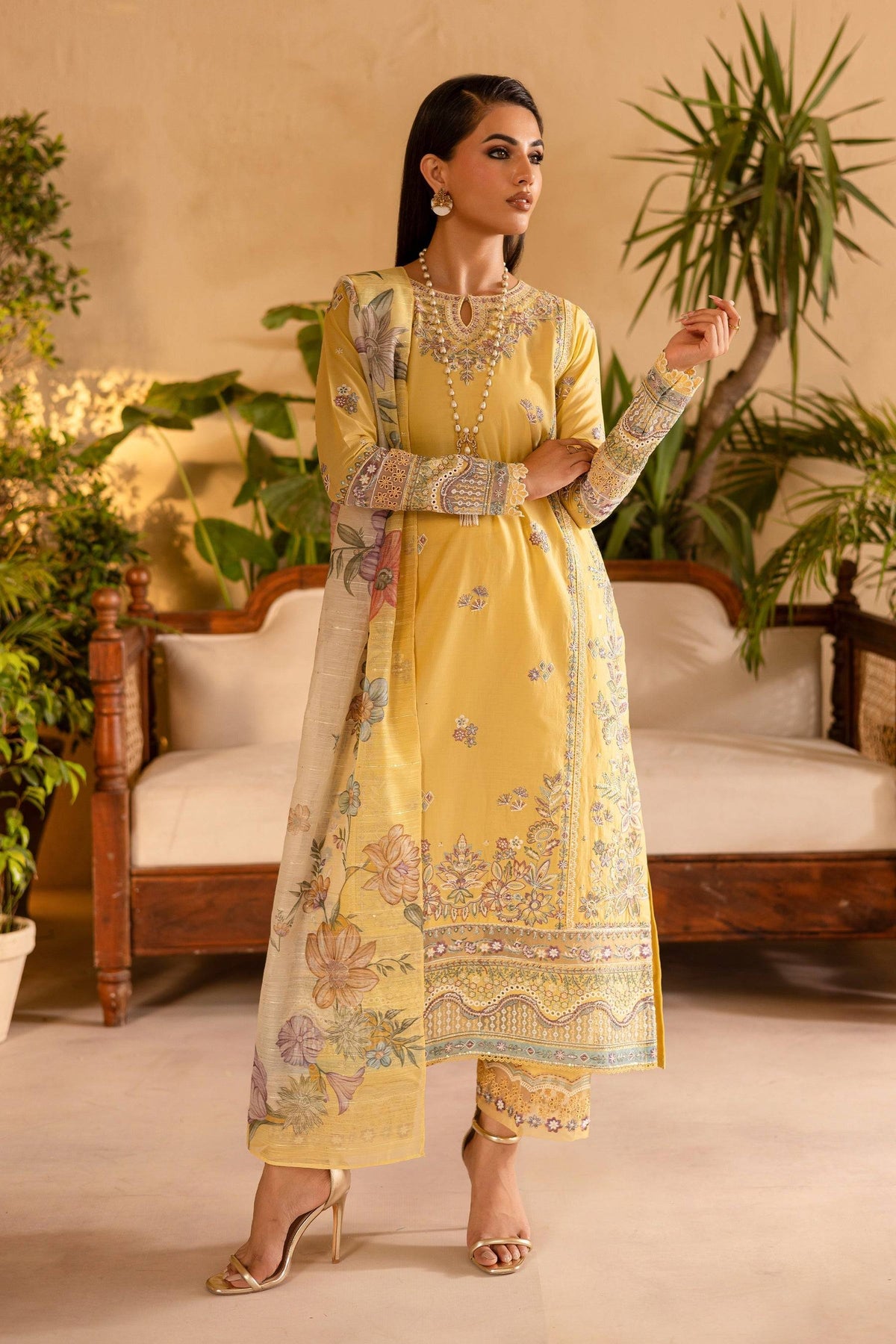 Batik | Nyra Embroidered Summer Solids | Maize by Maria Faisal - Registered Vendor of : Batik - type : Ladies Clothes - 100% original wedding dresses