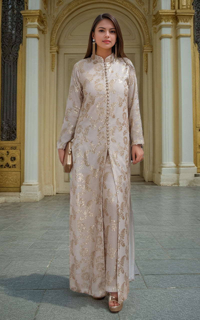 Threads and Motifs | Formal Dresses 25 | Chiffon Embroidered Jacket with Embroidered Trouser - Ladies Clothes - Maria Faisal