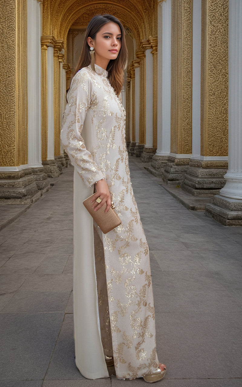 Threads and Motifs | Formal Dresses 25 | Chiffon Embroidered Jacket with Embroidered Trouser - Ladies Clothes - Maria Faisal