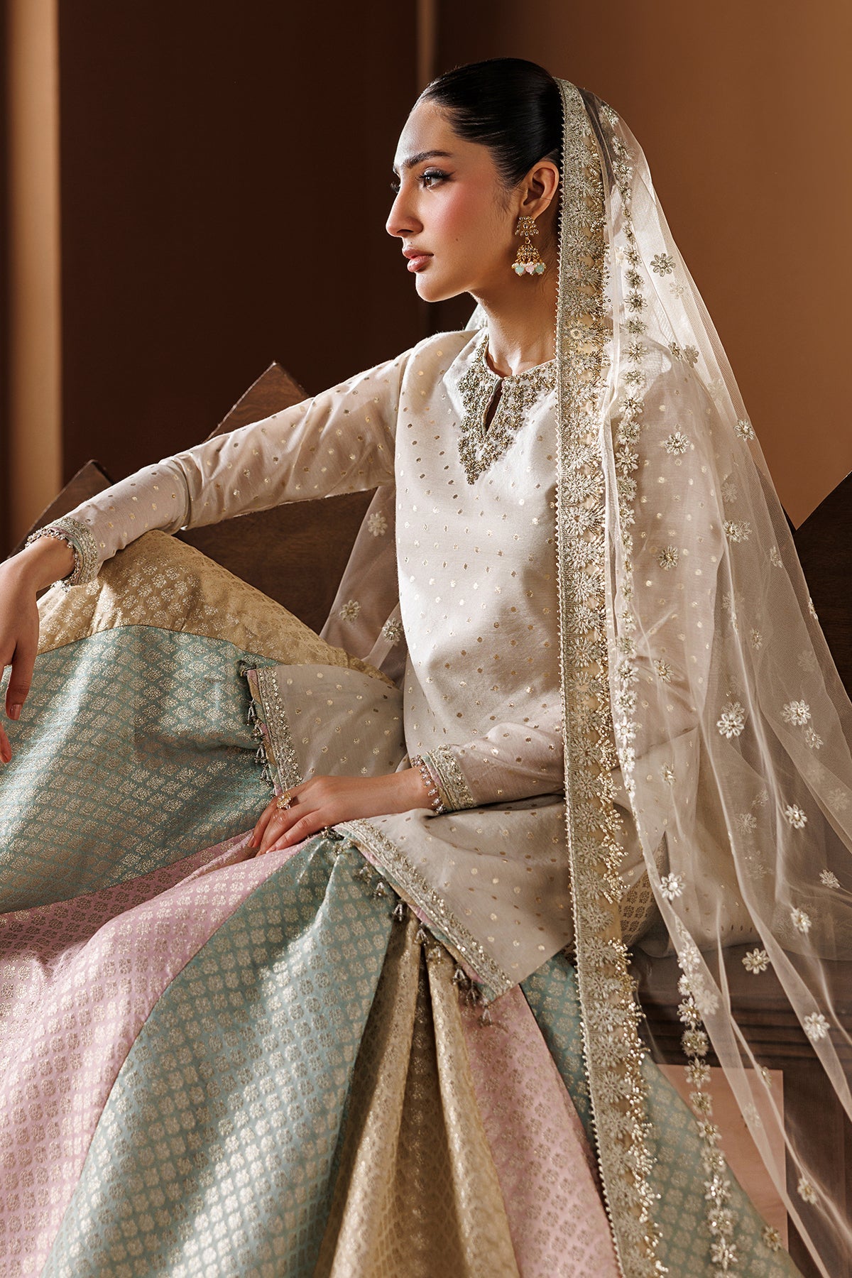 Embroidered Chiffon Baroque Gharara Multi | SF-4435