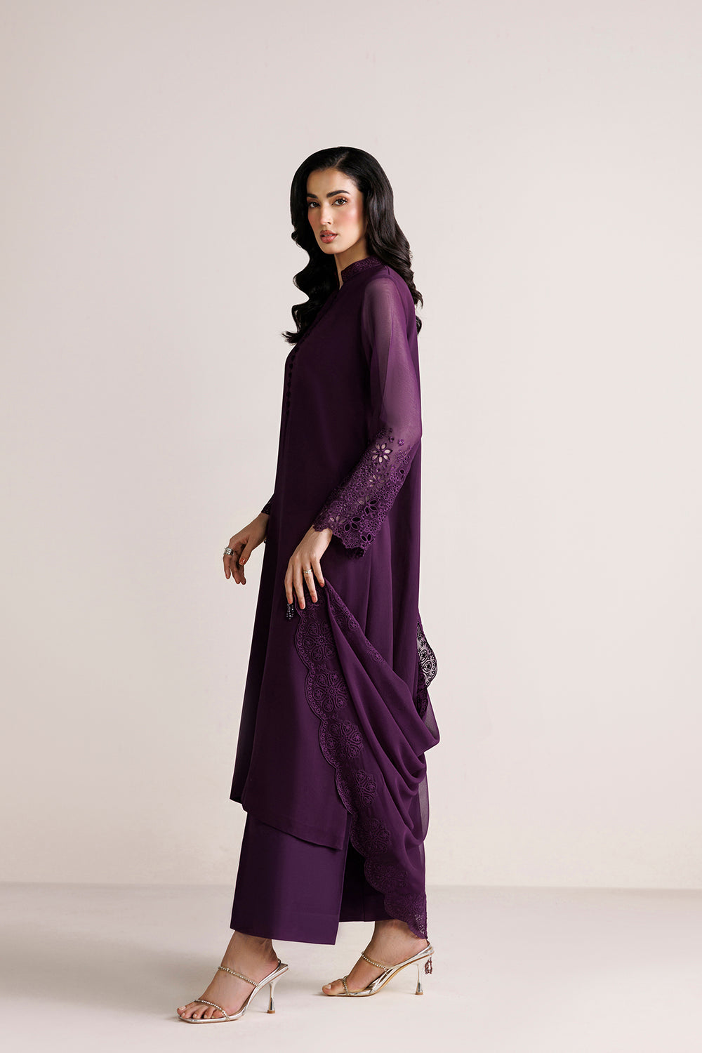 Farasha | Chiffon Essentials 26 | Berry Garden - Formal Dress - available at Maria Faisal in UK and USA.