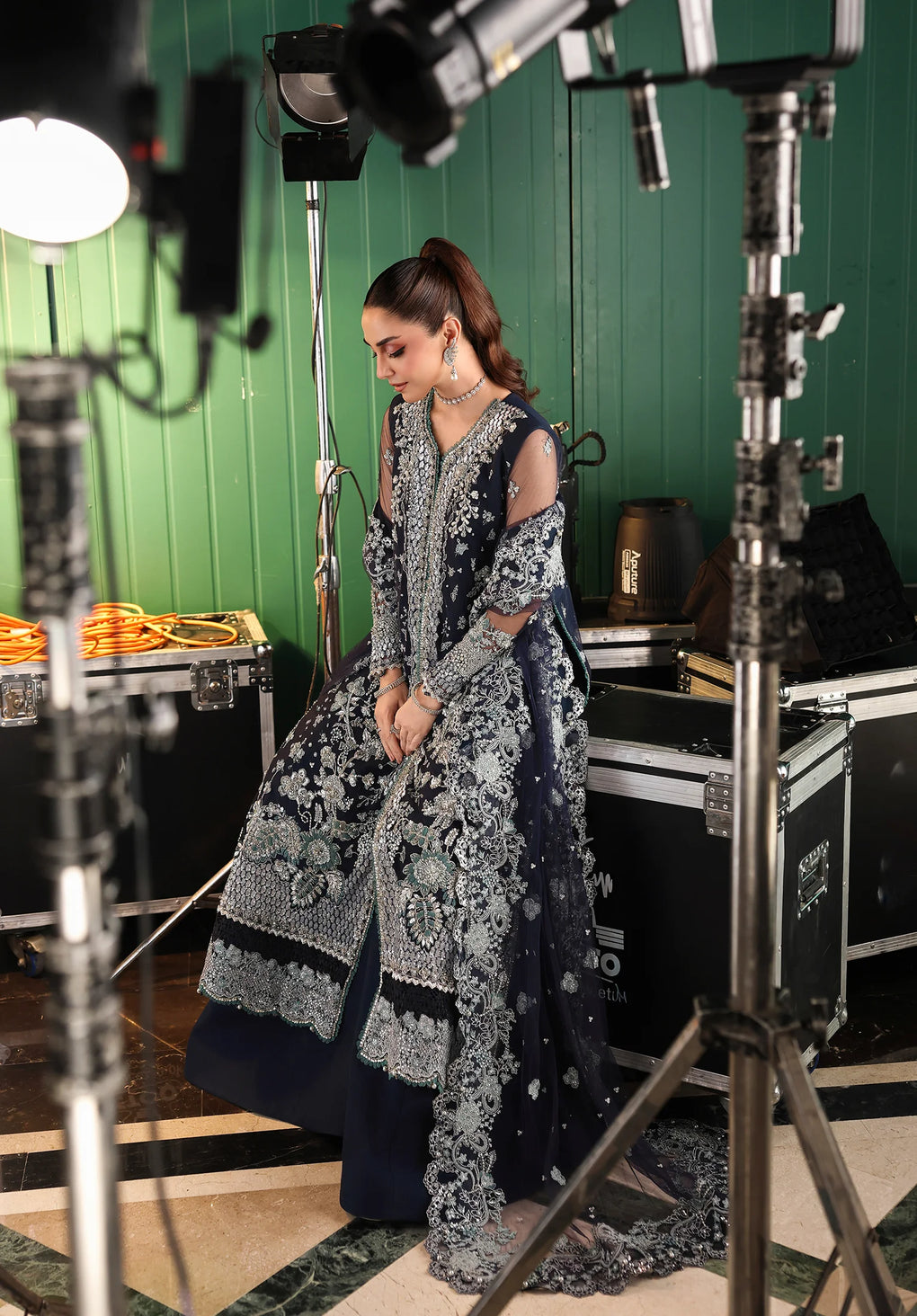 Elaf Premium | Stardom Formal Handwork 25 | ESH-06 SKYFALL - Formal Dress - available at Maria Faisal in UK and USA.