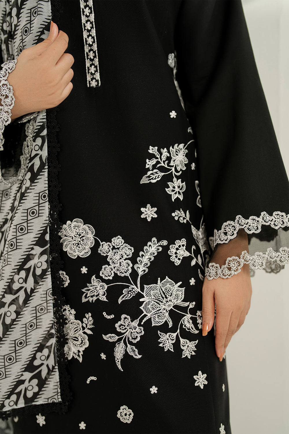 Farasha | Thread Lines Embroidered | Skylit Rouge