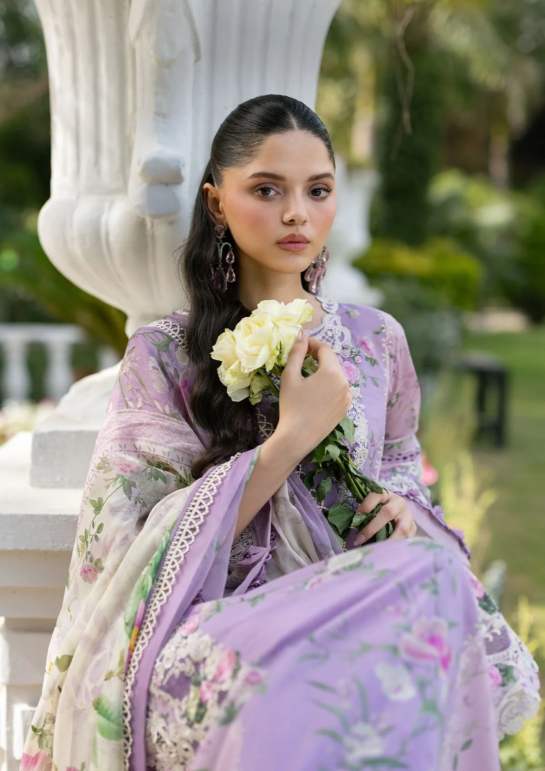 Elaf Premium | Signature Embroidered Lawn with Chiffon Collection 26 | ESG-1B BIANCA - Luxury Dress - available at Maria Faisal in UK and USA.