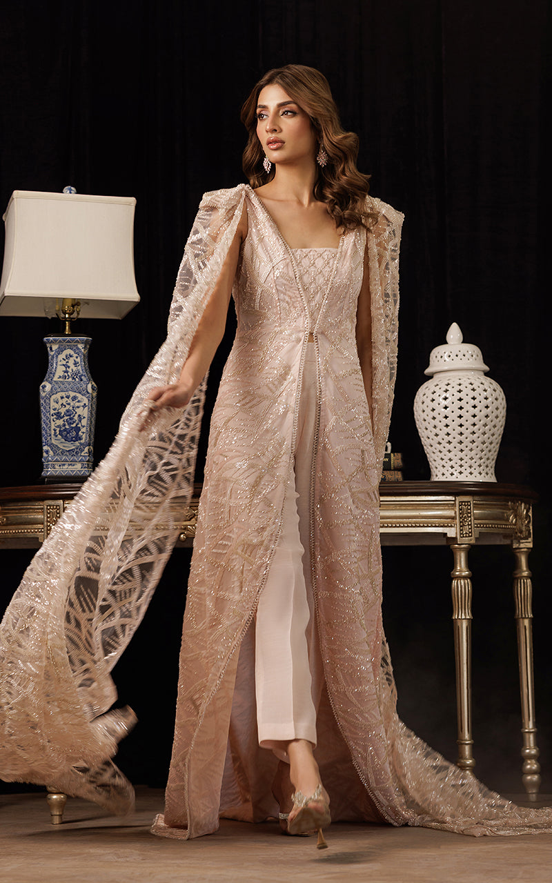 Threads and Motifs | Formal Dresses 25 | Net Embroidered Jacket with Embroidered Tube & Trouser - Ladies Clothes - Maria Faisal