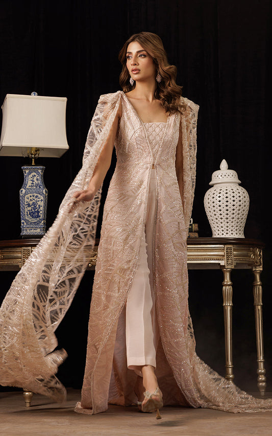 Threads and Motifs | Formal Dresses 25 | Net Embroidered Jacket with Embroidered Tube & Trouser - Ladies Clothes - Maria Faisal