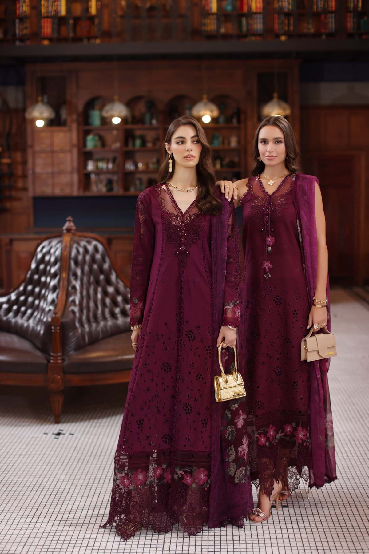 Noor by Saadia Asad | Eid Luxury Schiffli Laserkari 25 | D12- Plum by Maria Faisal - Registered Vendor of : Noor by Saadia Asad - type : Ladies Clothes - 100% original wedding dresses