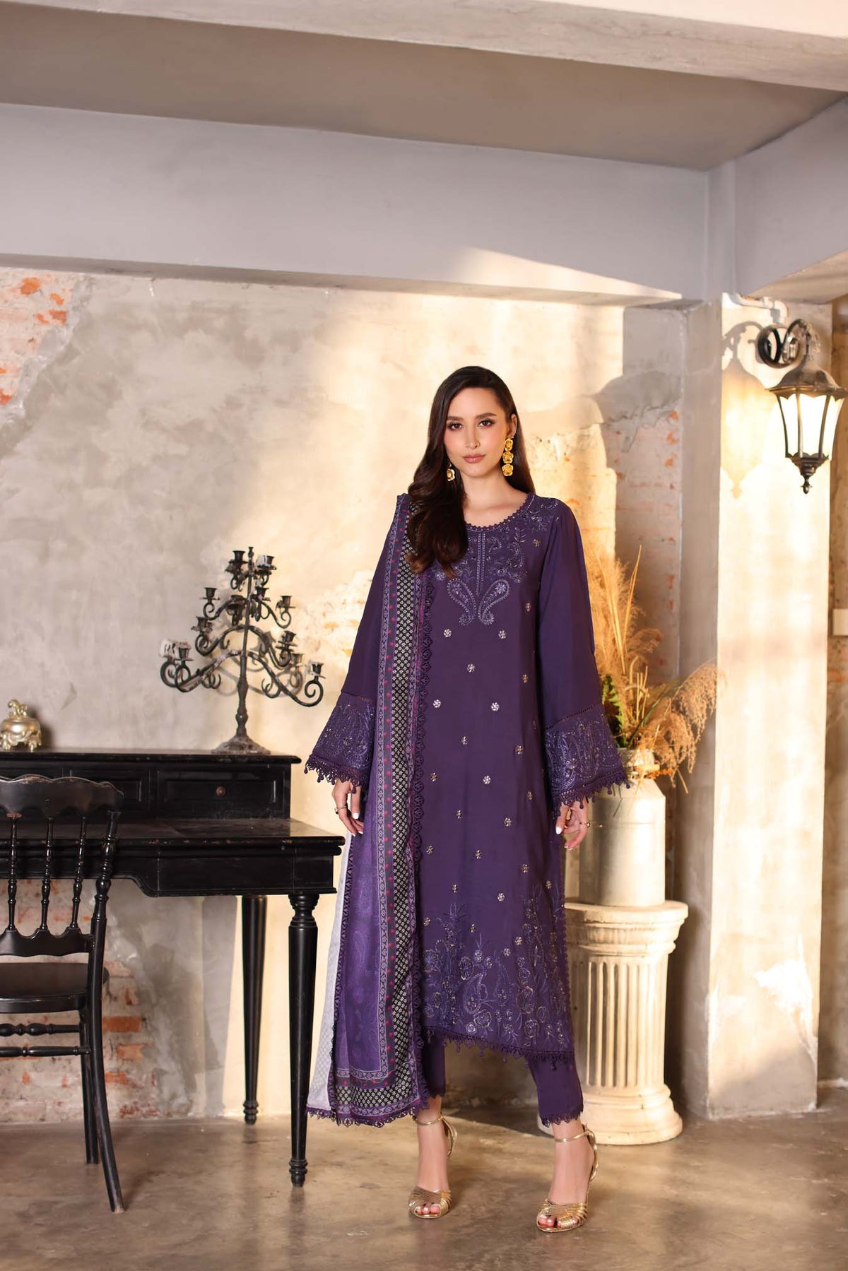 Saadia Asad | Winter Printkhaas 25 |D2 - A - Casual Dress - available at Maria Faisal in UK and USA.