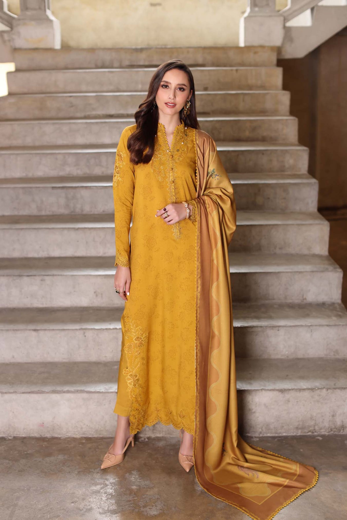 Saadia Asad | Winter Printkhaas 25 | D3 - B - Casual Dress - available at Maria Faisal in UK and USA.