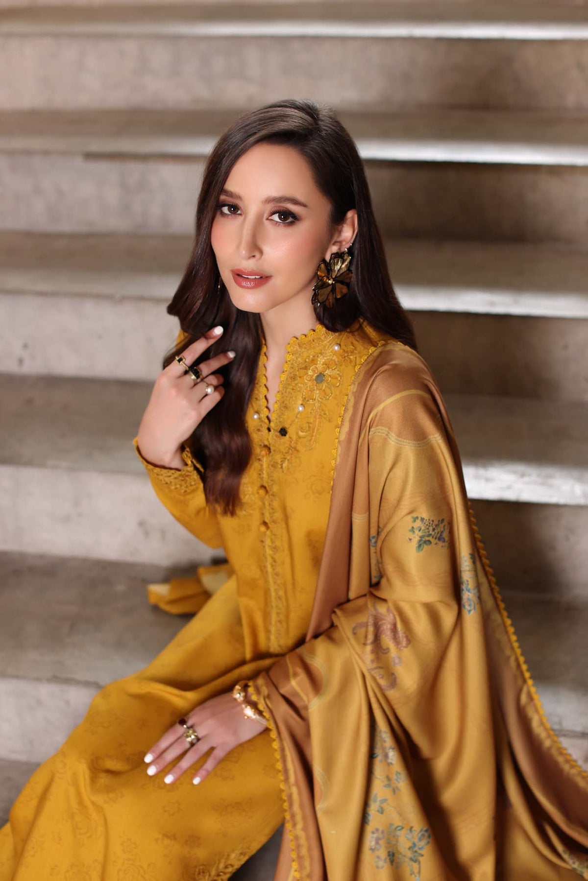 Saadia Asad | Winter Printkhaas 25 | D3 - B - Casual Dress - available at Maria Faisal in UK and USA.