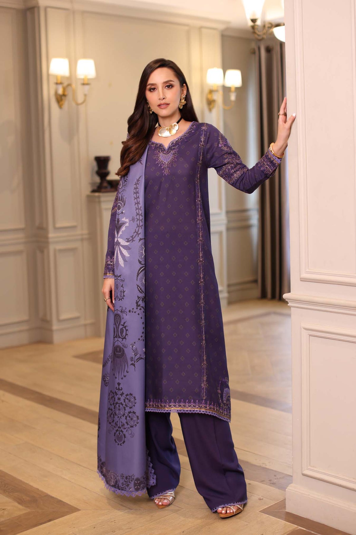 Saadia Asad | Winter Printkhaas 25 | D6 - B - Casual Dress - available at Maria Faisal in UK and USA.