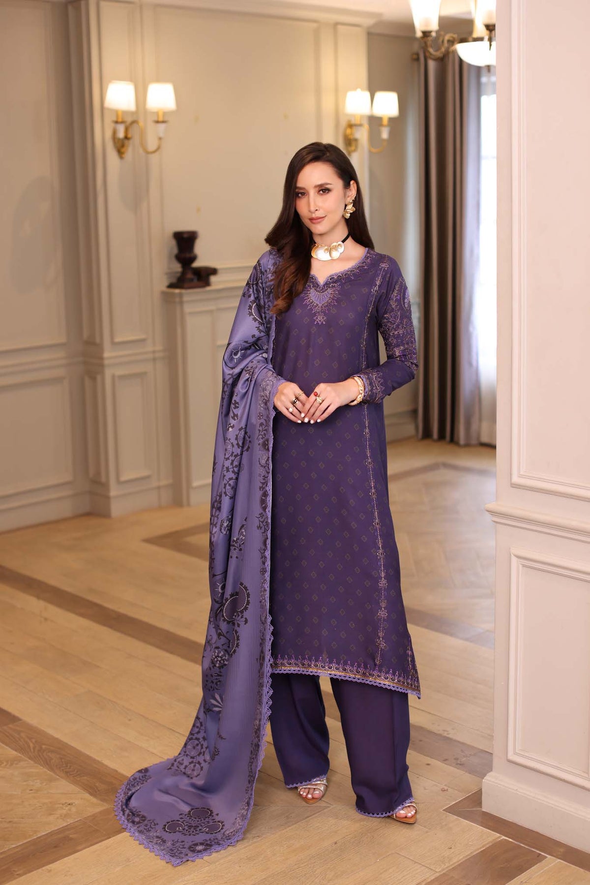 Saadia Asad | Winter Printkhaas 25 | D6 - B - Casual Dress - available at Maria Faisal in UK and USA.
