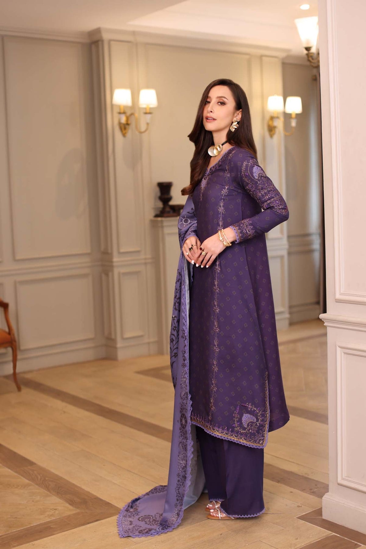 Saadia Asad | Winter Printkhaas 25 | D6 - B - Casual Dress - available at Maria Faisal in UK and USA.