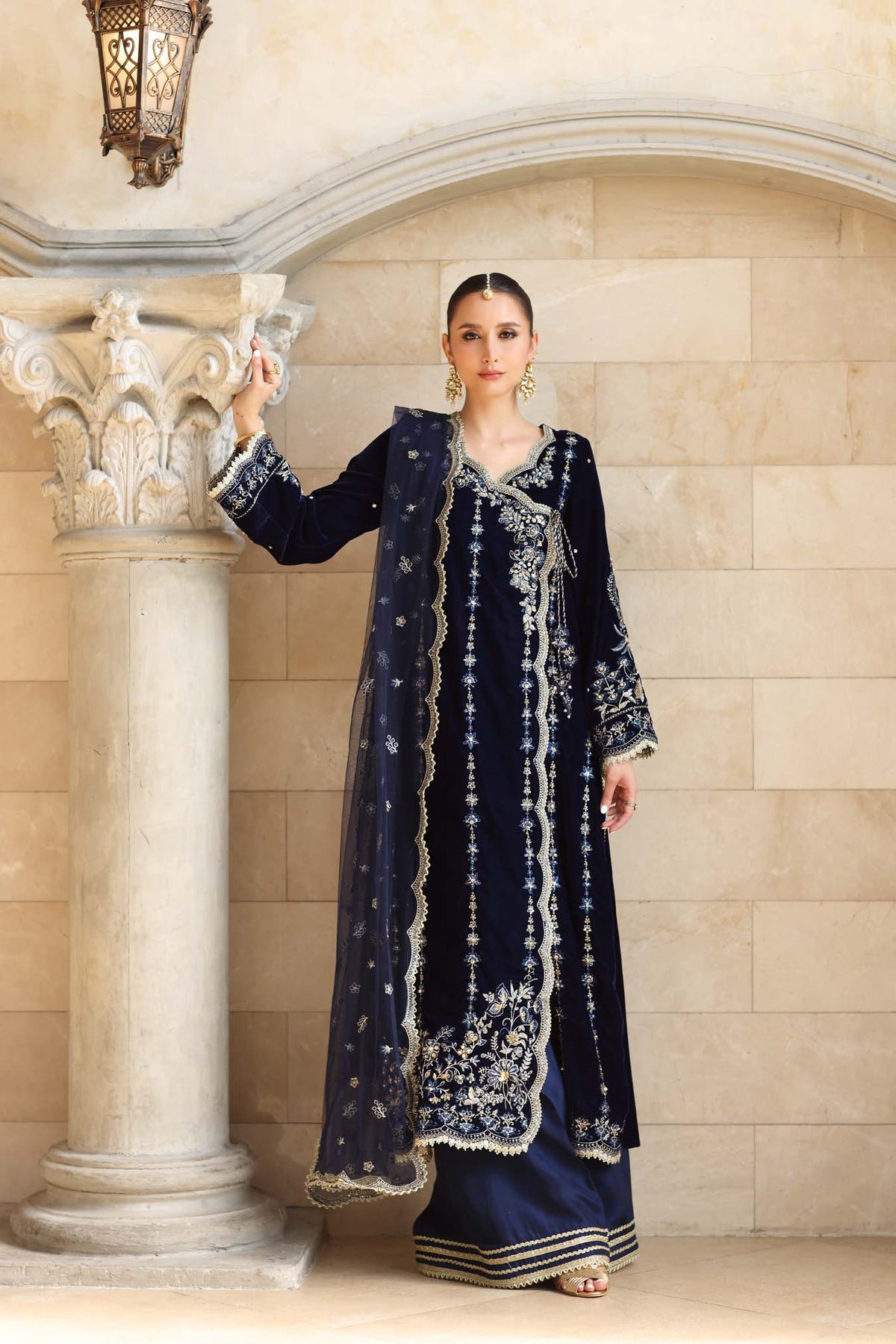 Noor by Saadia Asad | Handcrafted Velvet 25 | Falak - Formal Dress - available at Maria Faisal in UK and USA.