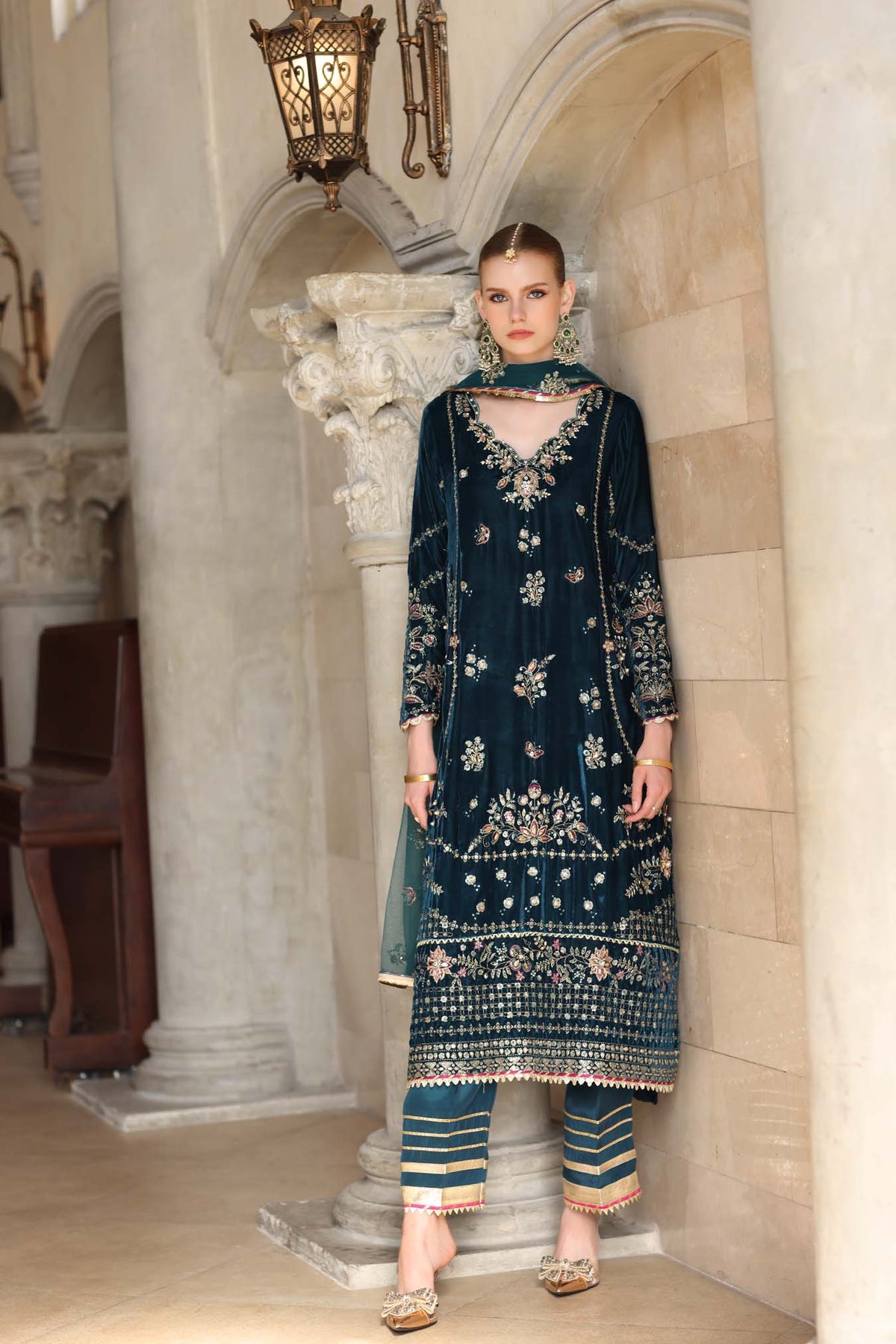 Noor by Saadia Asad | Handcrafted Velvet 25 | Andaleeb - Formal Dress - available at Maria Faisal in UK and USA.