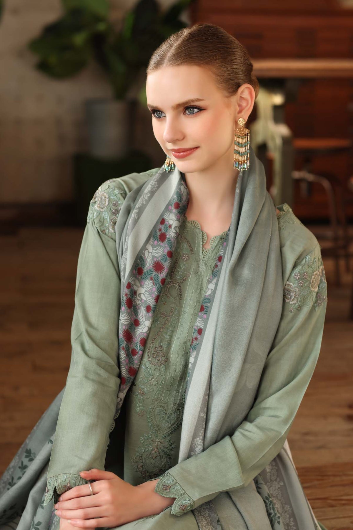Saadia Asad | Winter Printkhaas 25 | D8 - A - Casual Dress - available at Maria Faisal in UK and USA.