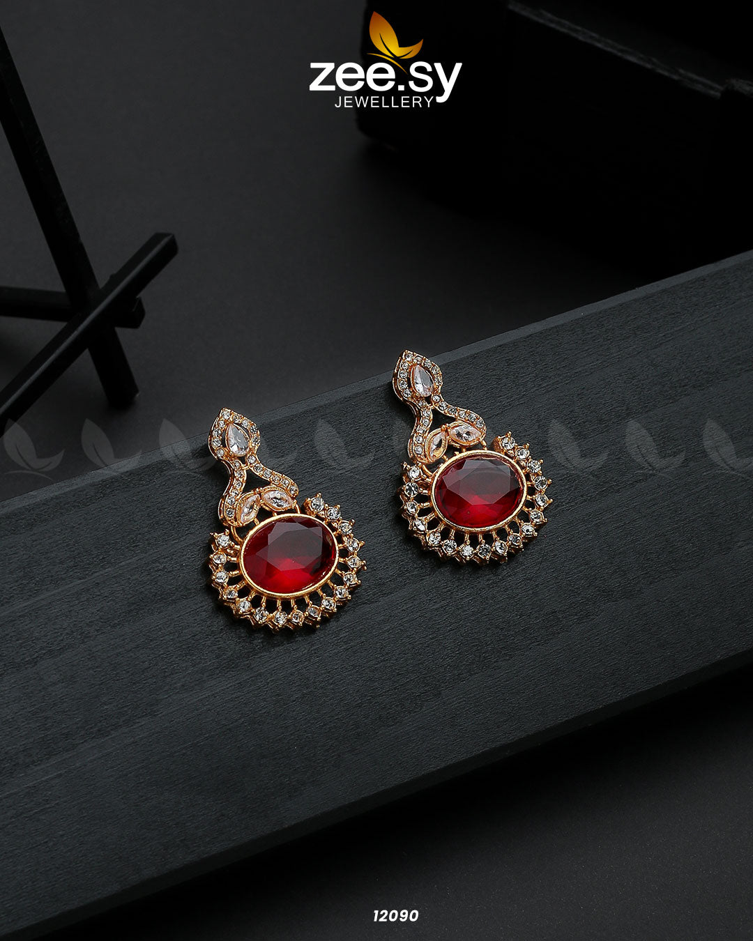 Golden Aaina-E-Dil - Earrings 