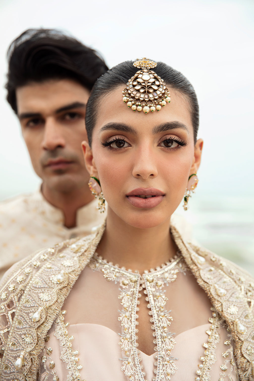 Afrozeh Dastangoi Wedding Formal'24 SHAHNOOR - Powder Pink Pakistani Dress with intricate embroidery and embellishments. Shop elegant Asian dresses at Maria Faisal.