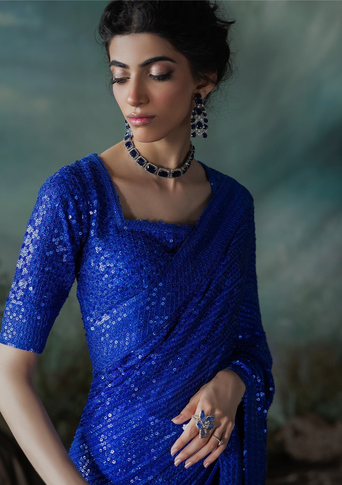 Aik Atelier | Sari Edit 2024 | SARI EDIT '24 VOL. 1 - LOOK 05 - Designer Dress with Intricate embroidery and embellishments. Shop elegent wedding dress at Maria Faisal.