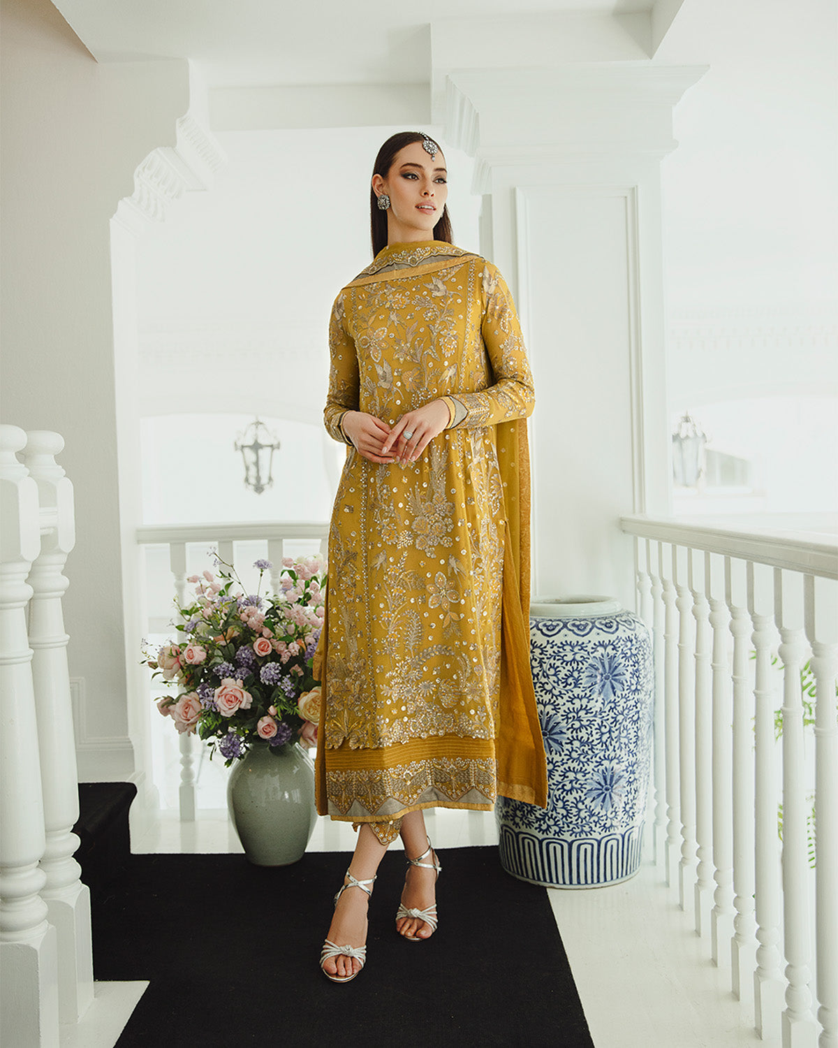 Maryum n Maria | Freesia Ariya Formals | SW23-510 - Ocher - Laleh - Ladies Clothes - Maria Faisal