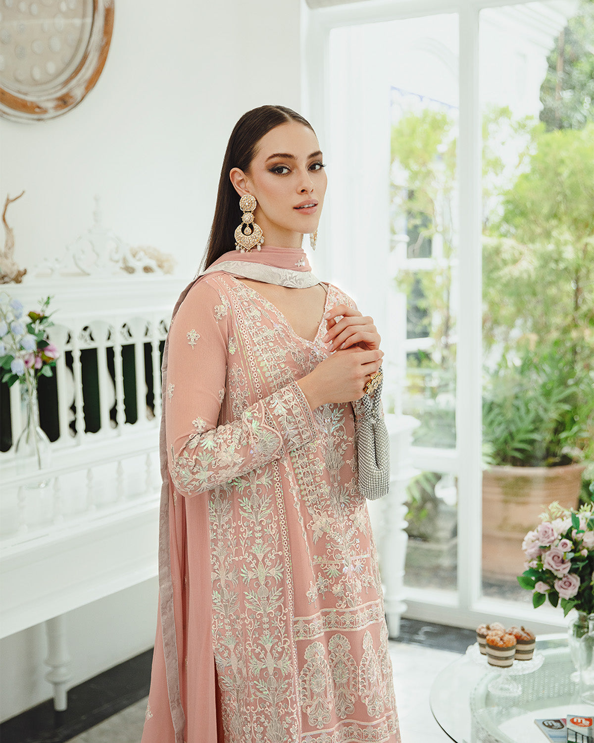 Maryum n Maria | Freesia Ariya Formals | SW23-503 - Pink Nude - Negar - Ladies Clothes - Maria Faisal