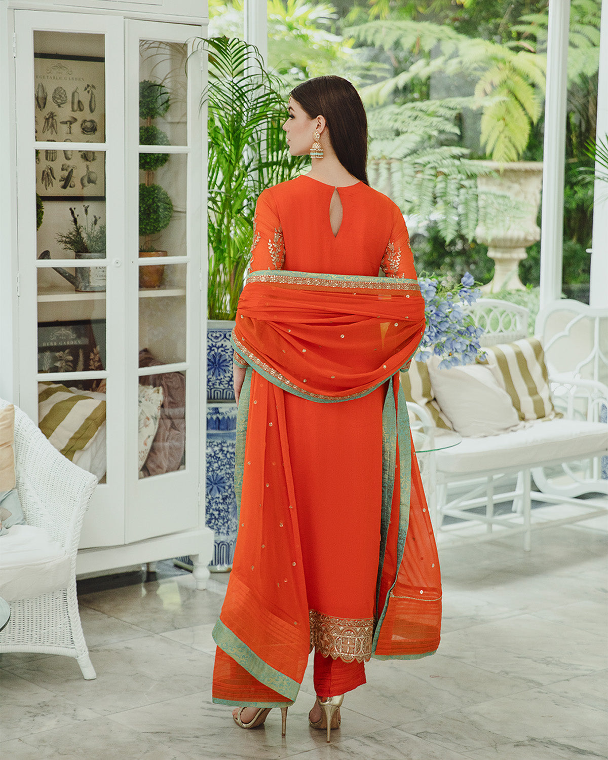 Maryum n Maria | Freesia Ariya Formals | SW23-509 - Tiger Orange - Mina - Ladies Clothes - Maria Faisal
