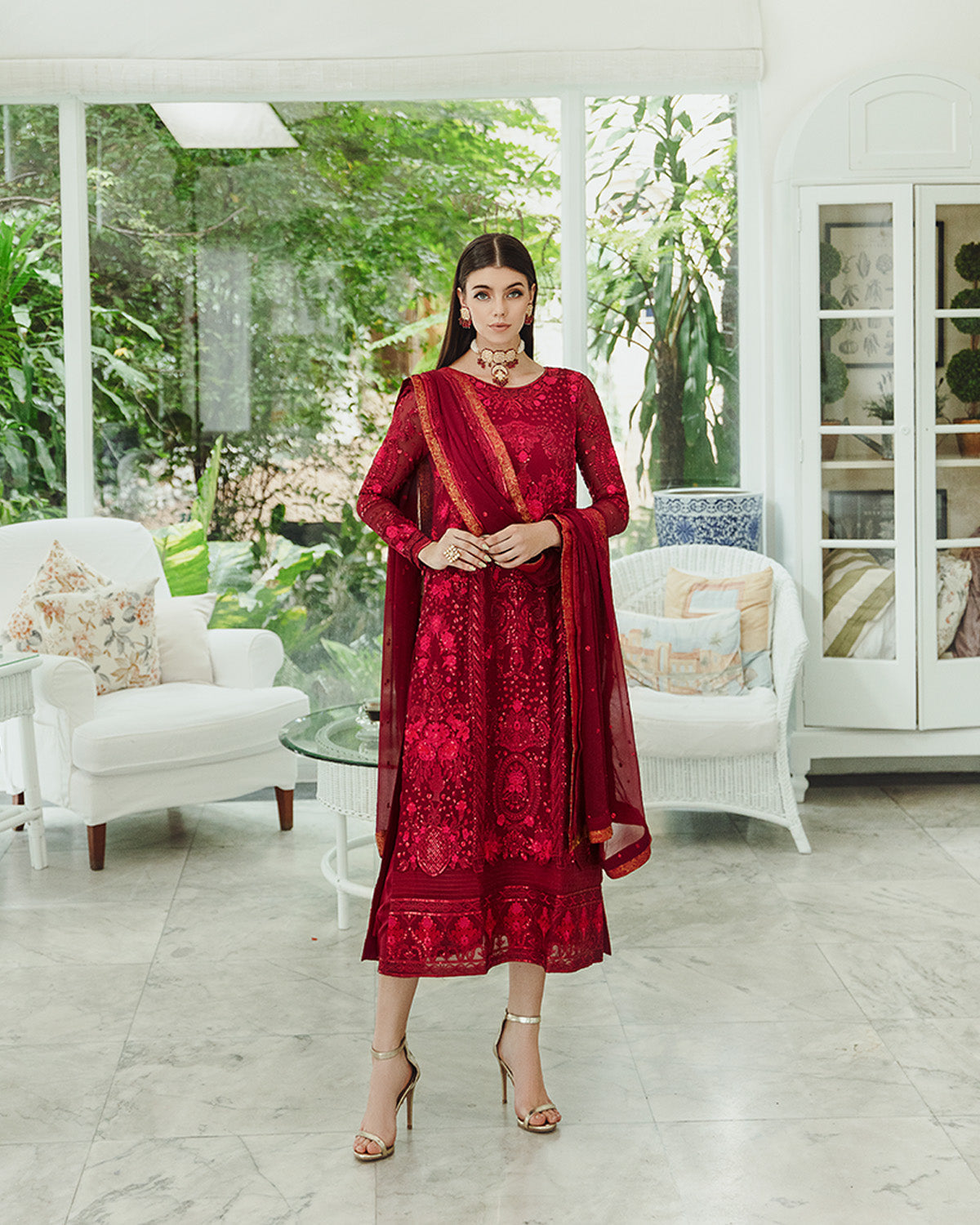 Maryum n Maria | Freesia Ariya Formals | SW23-506 - Crimson - Shadi - Ladies Clothes - Maria Faisal