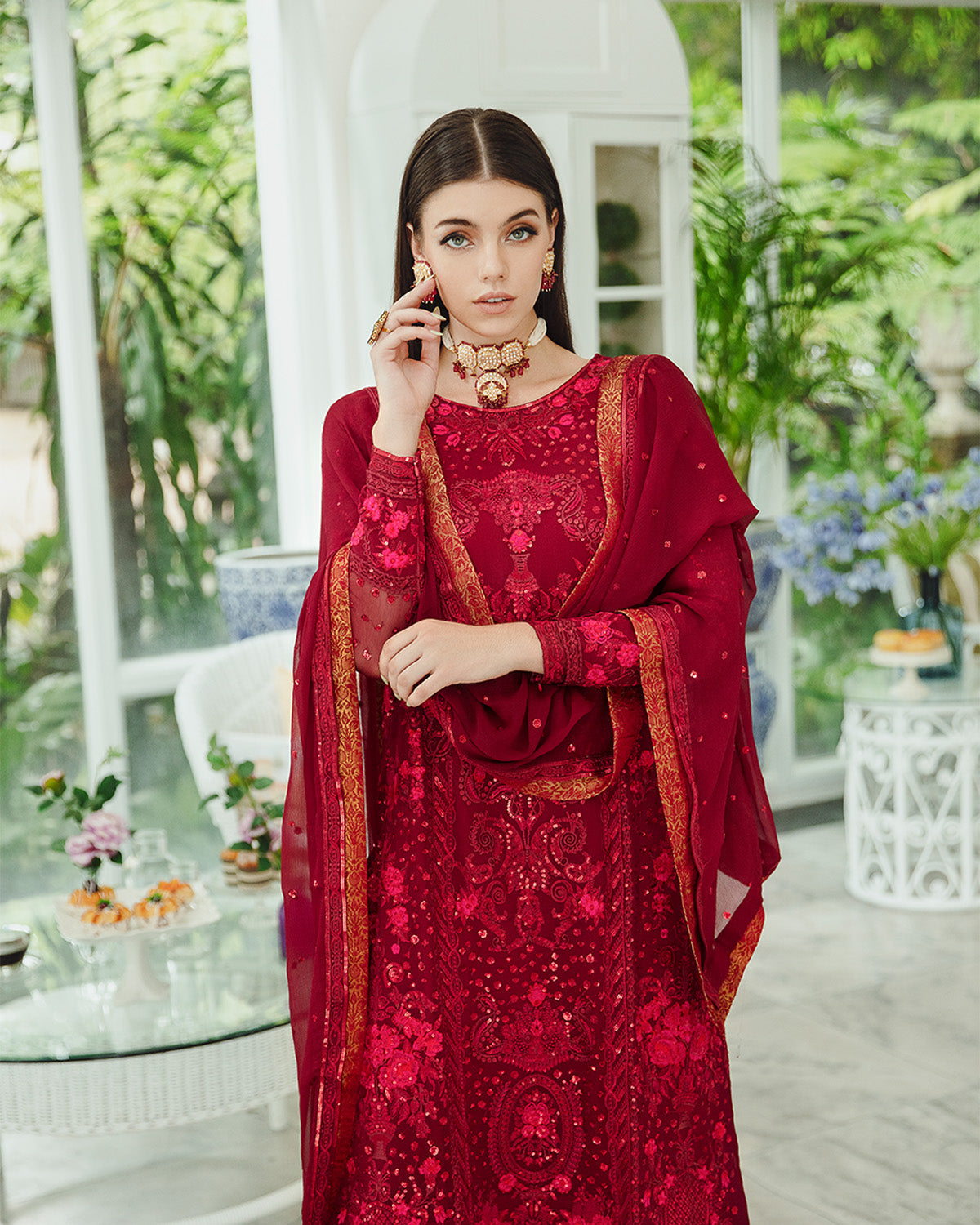 Maryum n Maria | Freesia Ariya Formals | SW23-506 - Crimson - Shadi - Ladies Clothes - Maria Faisal