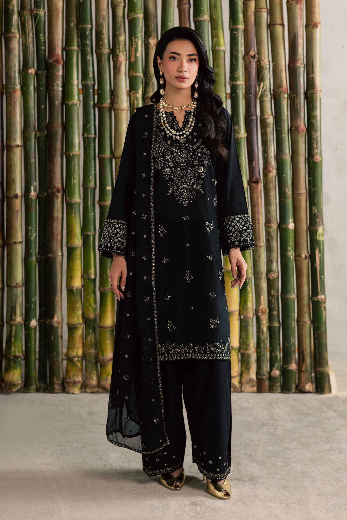 Batik | Festive Eid 26 | Ash - Luxury Dress - available at Maria Faisal in UK and USA.