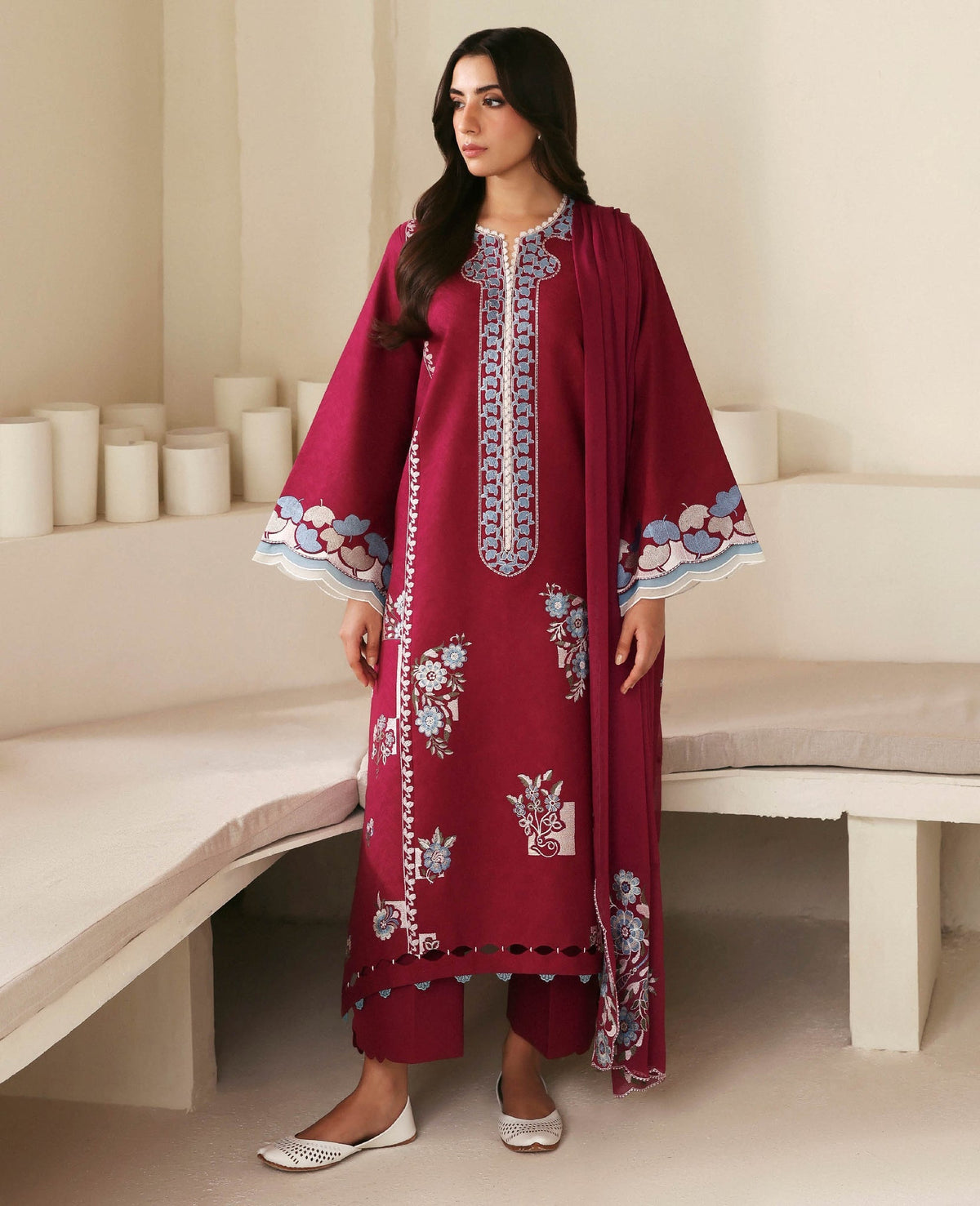 Republic Womenswear | Basics Pre Fall 25 | Fleurine - Formal Dress - available at Maria Faisal in UK and USA.