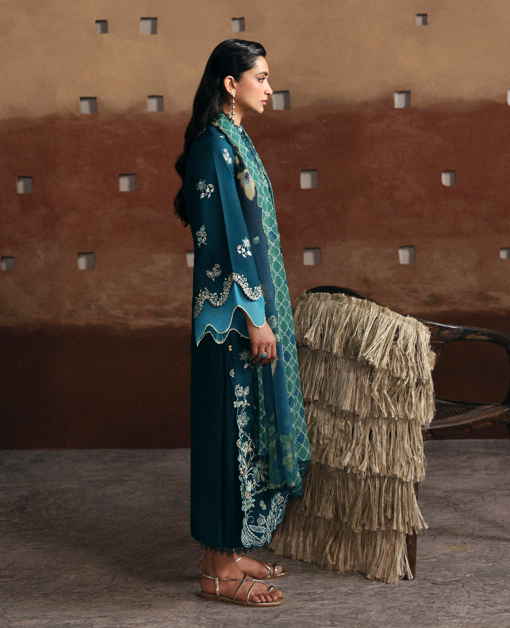 Republic Womenswear | Basics Pret | Layered Bloom - Luxury Dress - available at Maria Faisal in UK and USA.