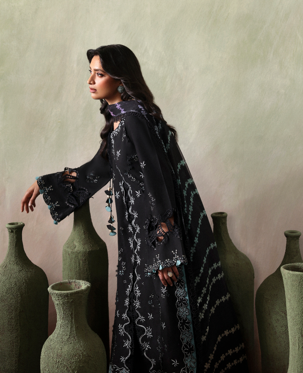 Republic Womenswear | Basics Pret | Shadow Muse - Luxury Dress - available at Maria Faisal in UK and USA.