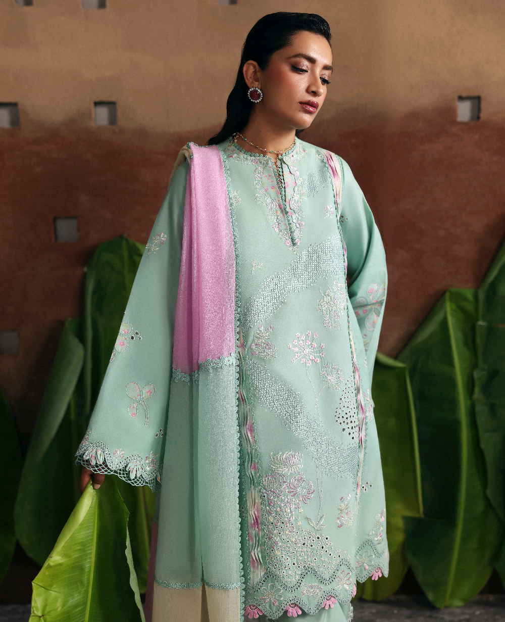 Republic Womenswear | Basics Pret | Glacier Bloom - Luxury Dress - available at Maria Faisal in UK and USA.