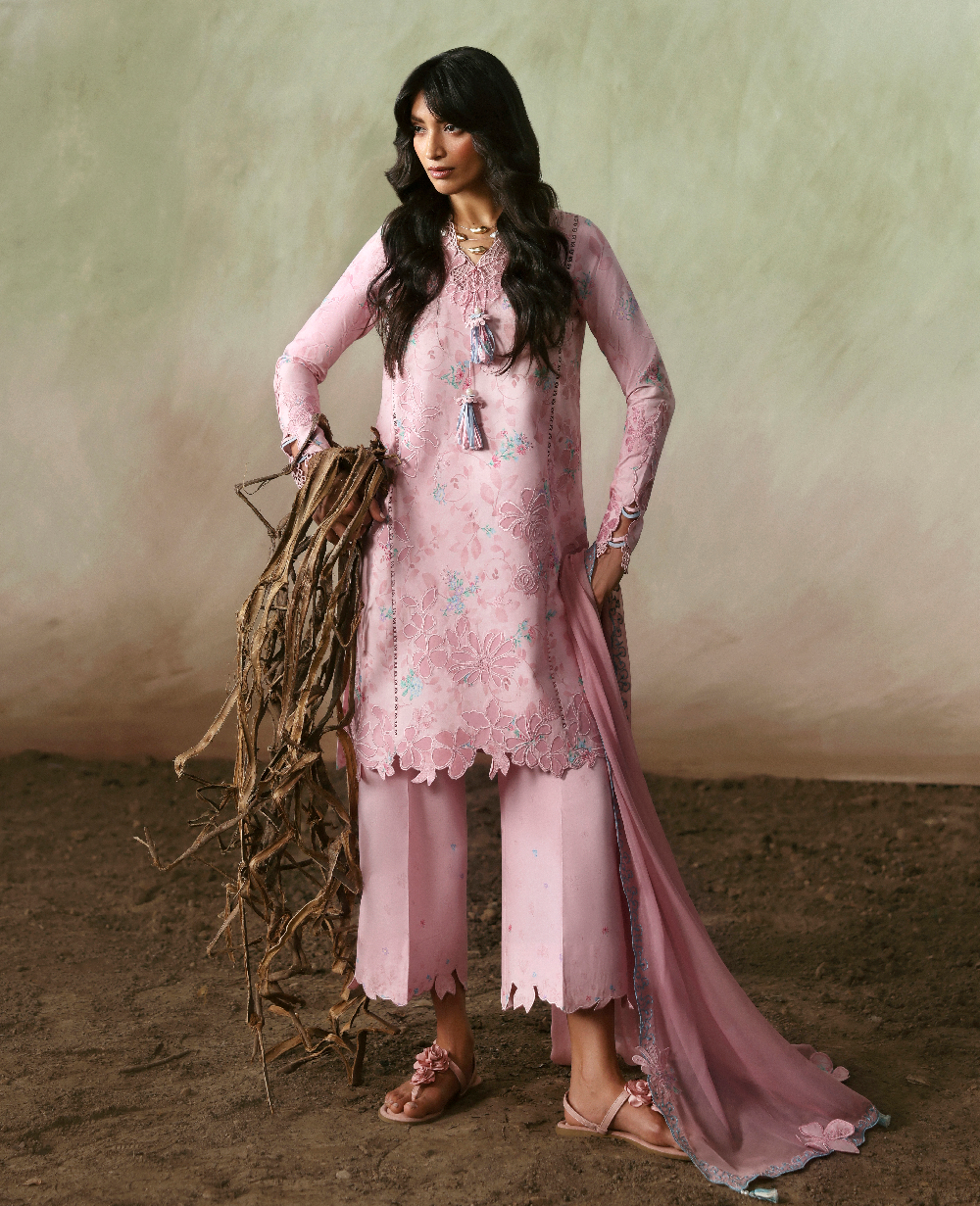 Republic Womenswear | Basics Pret | Pink Marshmello - Luxury Dress - available at Maria Faisal in UK and USA.