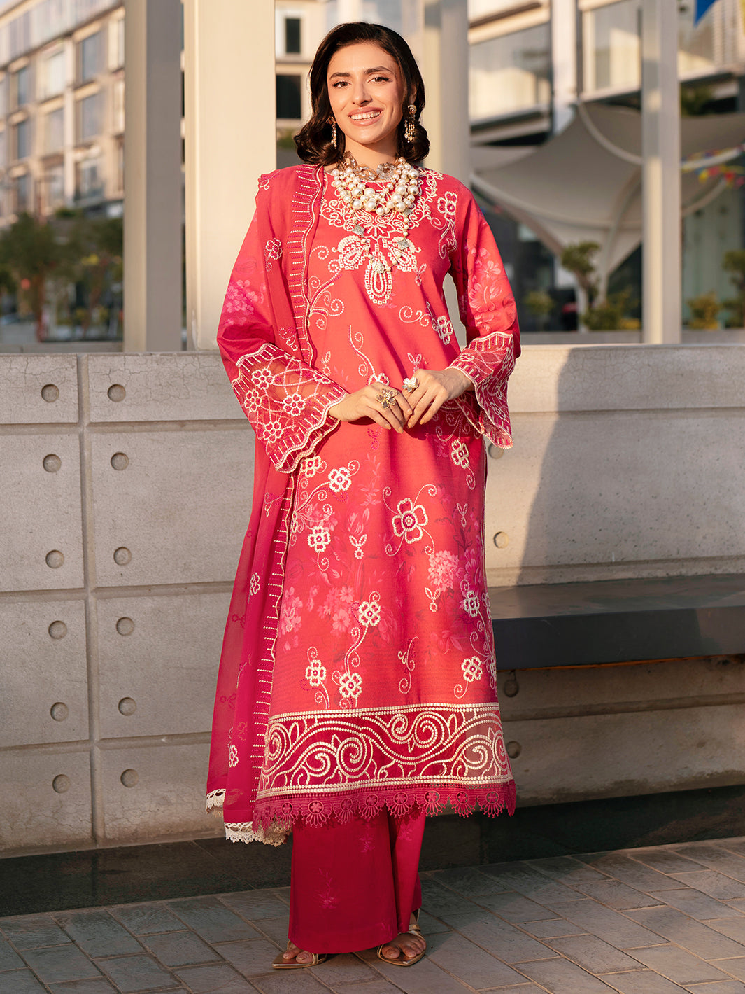 Mahnur | Broadway Luxury Lawn 26 | BW - 013 - Luxury Dress - available at Maria Faisal in UK and USA.