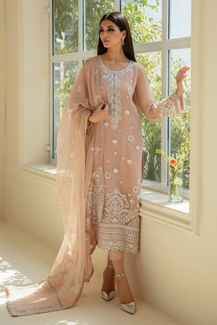 Baroque | Luxury Formals 24 | CHIFFON UF-389 - Designer Dress with Intricate embroidery and embellishments. Shop elegent wedding dress at Maria Faisal.