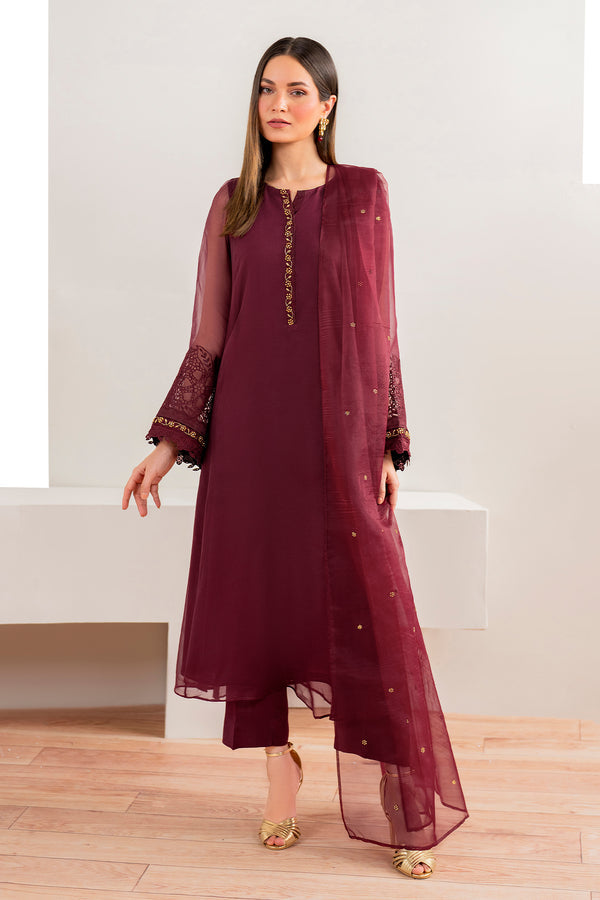 Baroque | Luxury Pret 24 | CHIFFON PR-981 - Designer Dress with Intricate embroidery and embellishments. Shop elegent wedding dress at Maria Faisal.