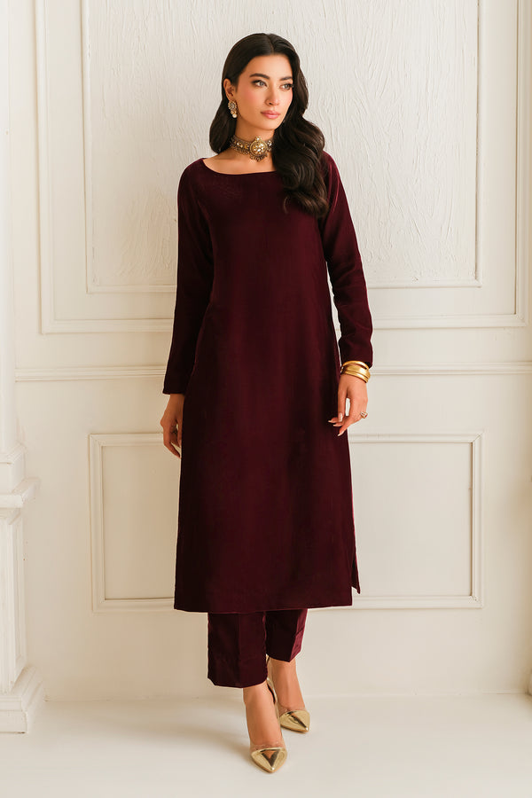 Baroque | Luxury Pret 24 | VELVET SUIT PR-1009 - Designer Dress with Intricate embroidery and embellishments. Shop elegent wedding dress at Maria Faisal.