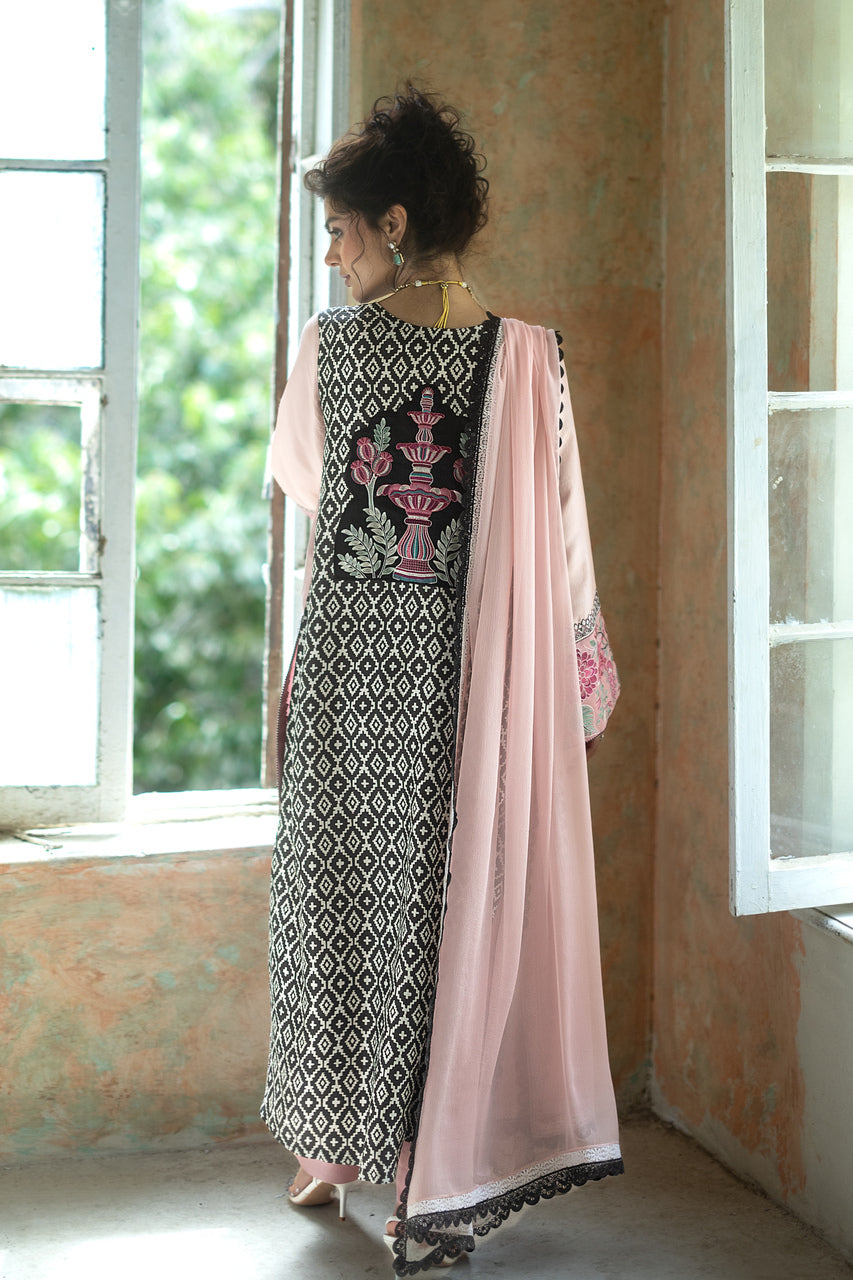 Zainab Chottani | Summer Edition 26 | Blush Serenade Long Shirt - Formal Dress - available at Maria Faisal in UK and USA.