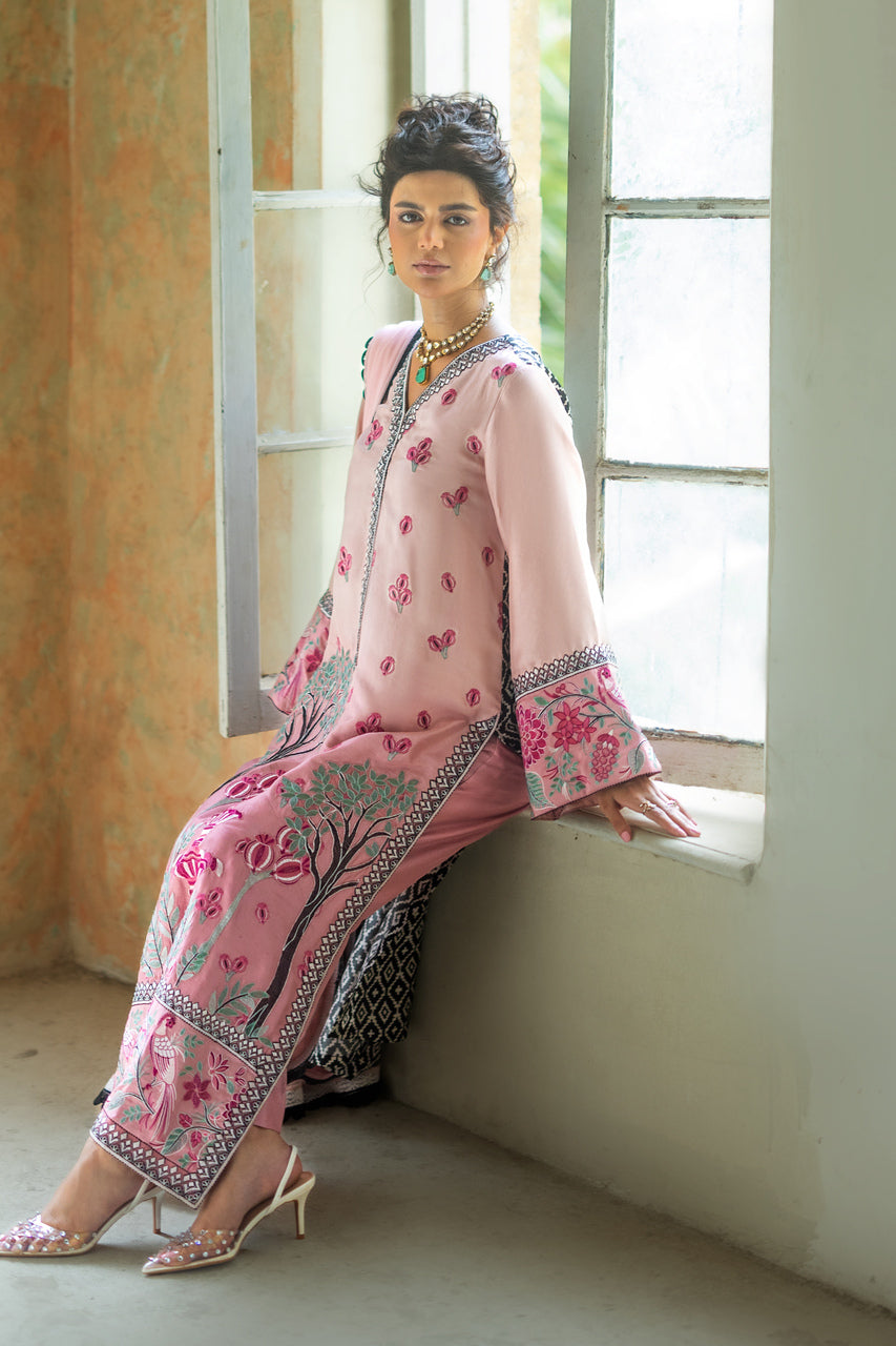 Zainab Chottani | Summer Edition 26 | Blush Serenade Long Shirt - Formal Dress - available at Maria Faisal in UK and USA.