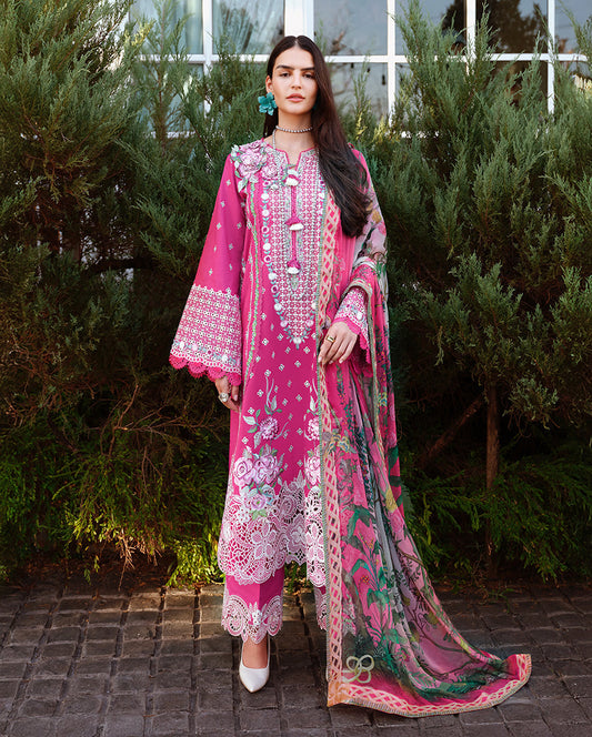 Mushq | Amoi Luxury Lawn | Blushing Rose - Luxury Dress - available at Maria Faisal in UK and USA.