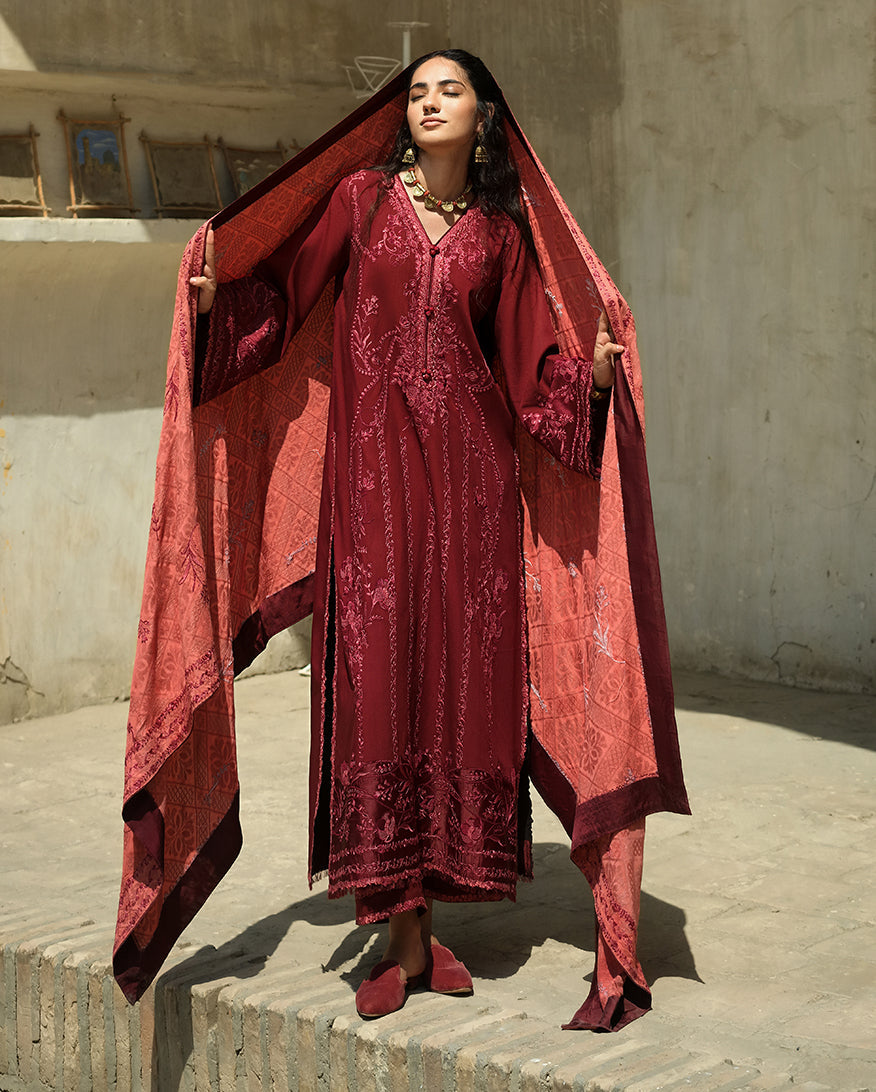 Mushq | Bukhara Winter Edit | Bukhara Bloom - Luxury Dress - available at Maria Faisal in UK and USA.