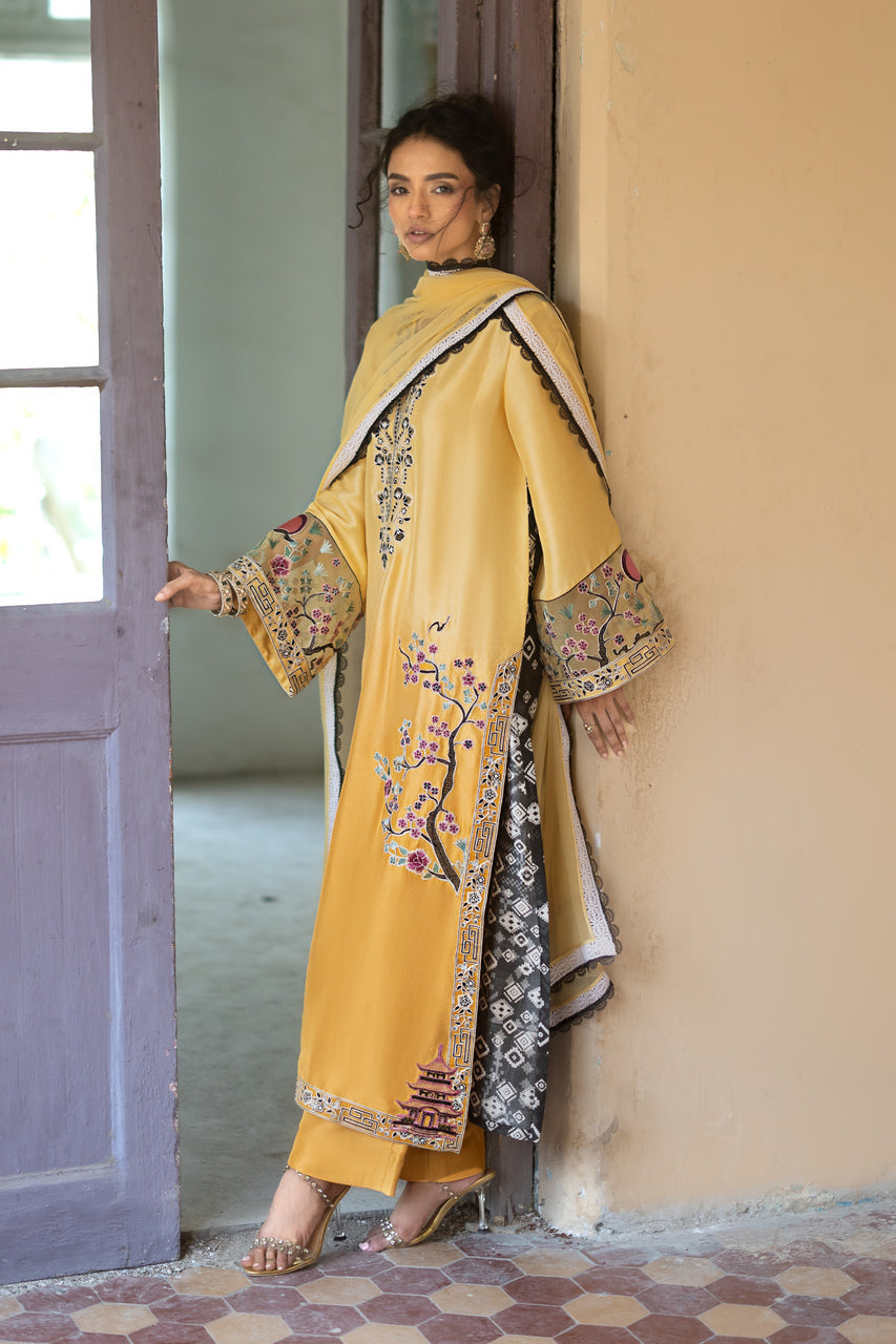 Zainab Chottani | Summer Edition 26 |Butter Yellow - Formal Dress - available at Maria Faisal in UK and USA.