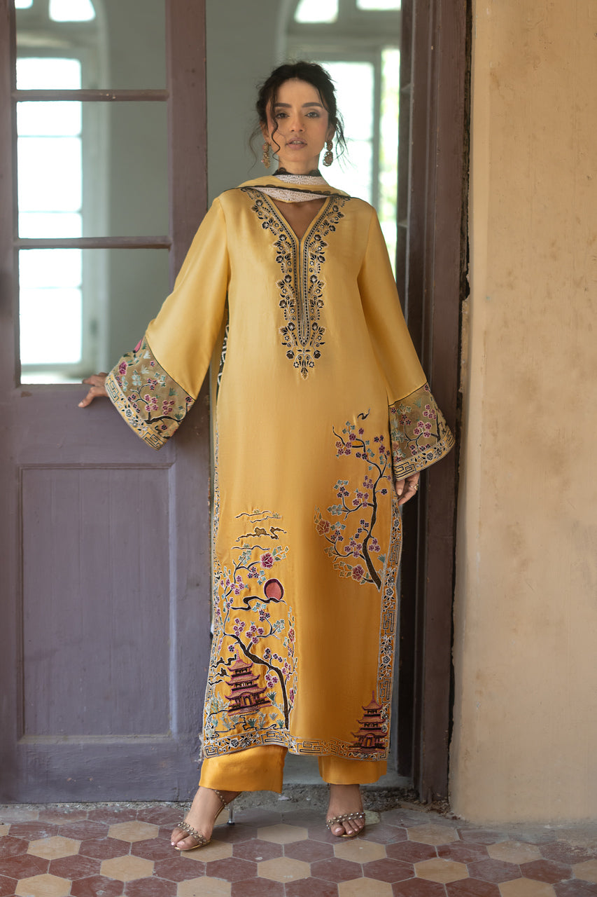 Zainab Chottani | Summer Edition 26 |Butter Yellow - Formal Dress - available at Maria Faisal in UK and USA.
