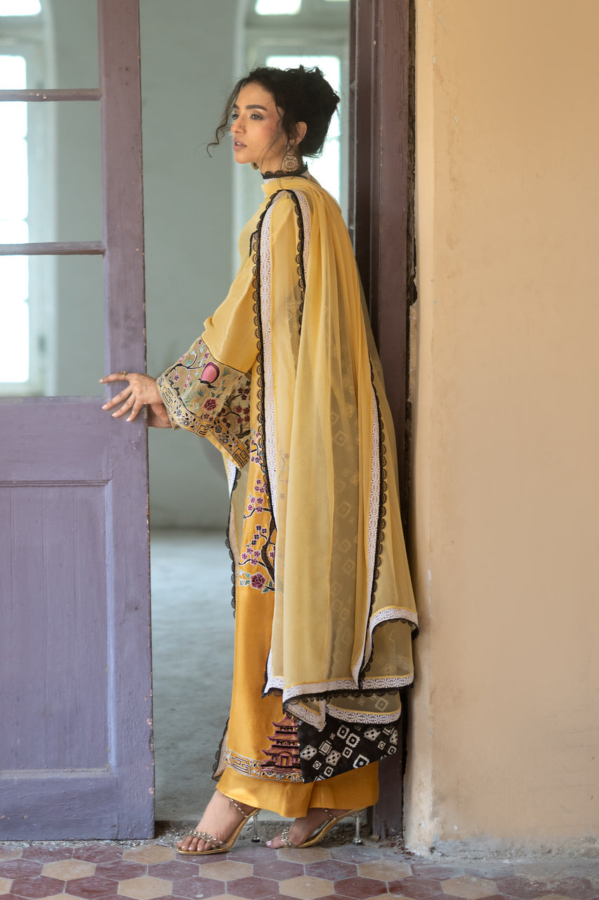 Zainab Chottani | Summer Edition 26 |Butter Yellow - Formal Dress - available at Maria Faisal in UK and USA.